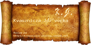 Kvasznicza Jávorka névjegykártya